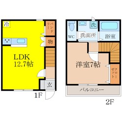 八女市体育館前 徒歩5分 1-2階の物件間取画像